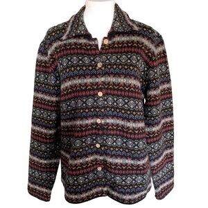 Vintage Skyr Lambswool Fair Isle Button Down Cardigan Sz PL